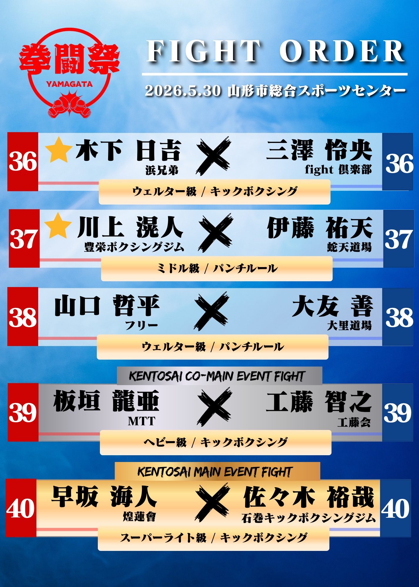 VOL.3 全40試合 対戦カード発表